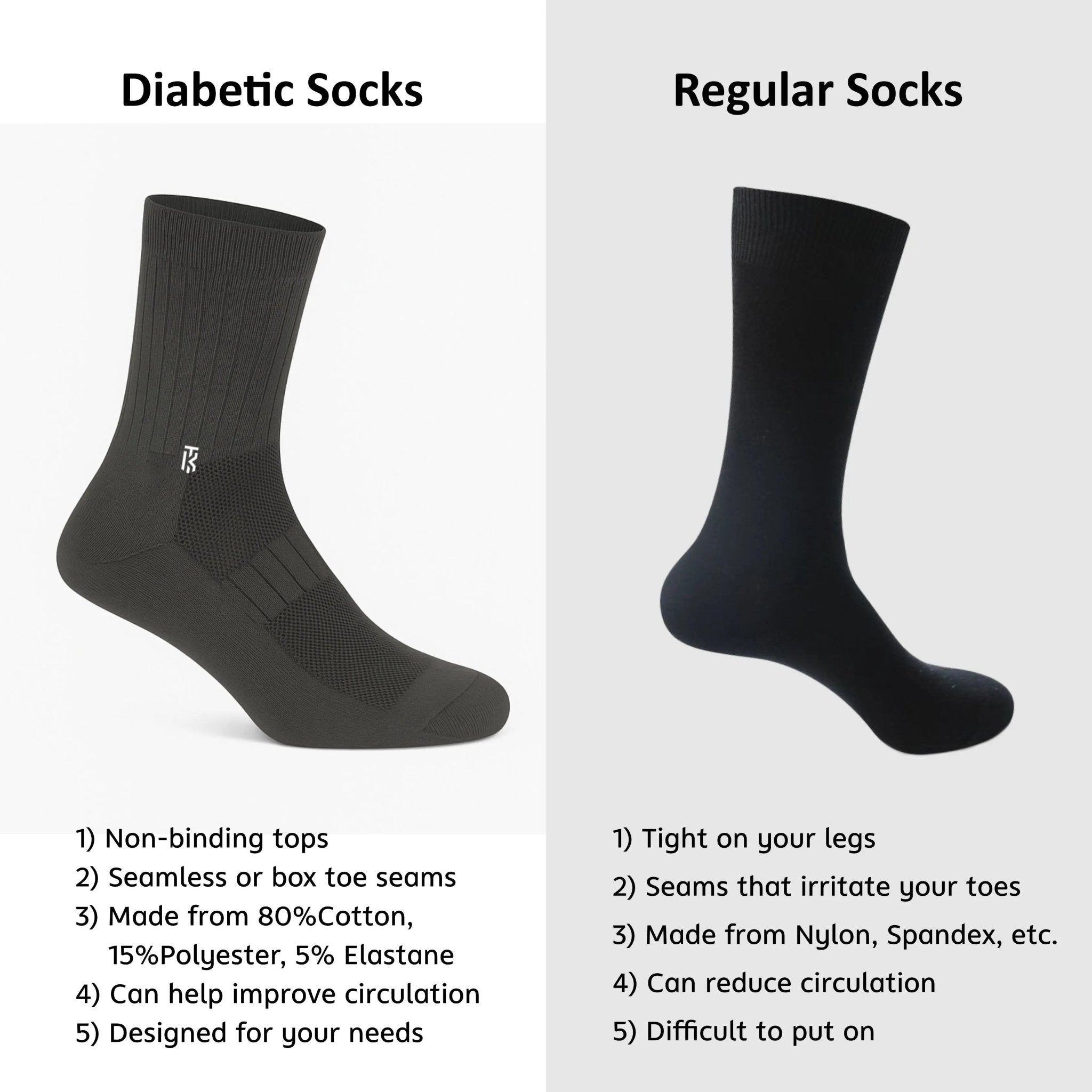 Diabetic Bamboo Socks | Grey Colour Bamboo SocksKikitoes