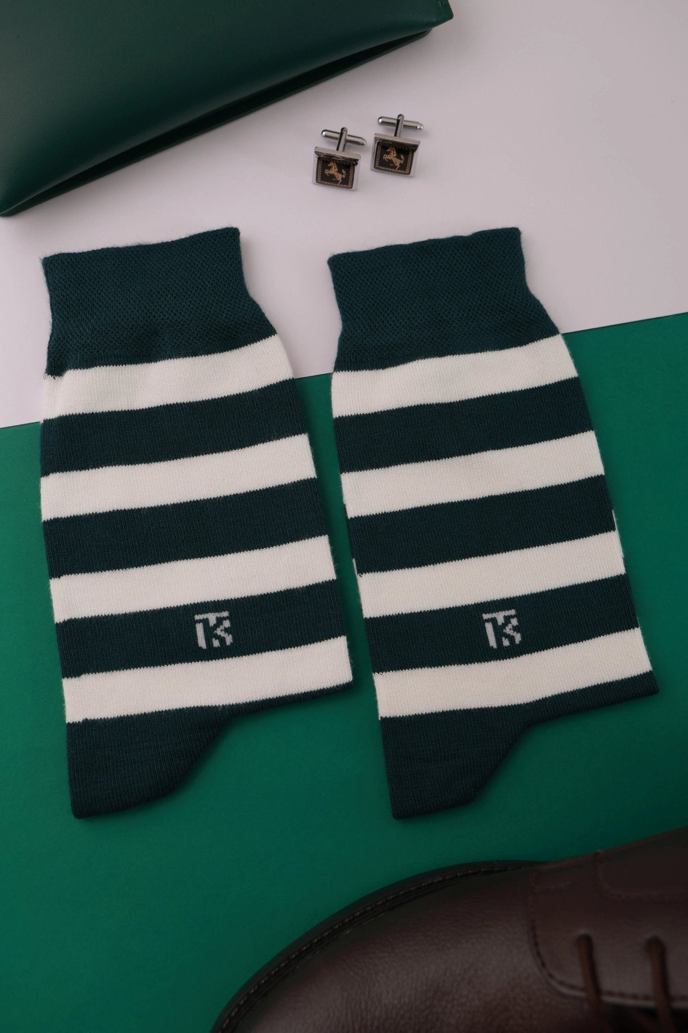 KIKITOES BAMBOO MEN CREW SOCKS | Classic Stripes | Forest DashSTRIPE BAMBOO SOCKSKikitoes