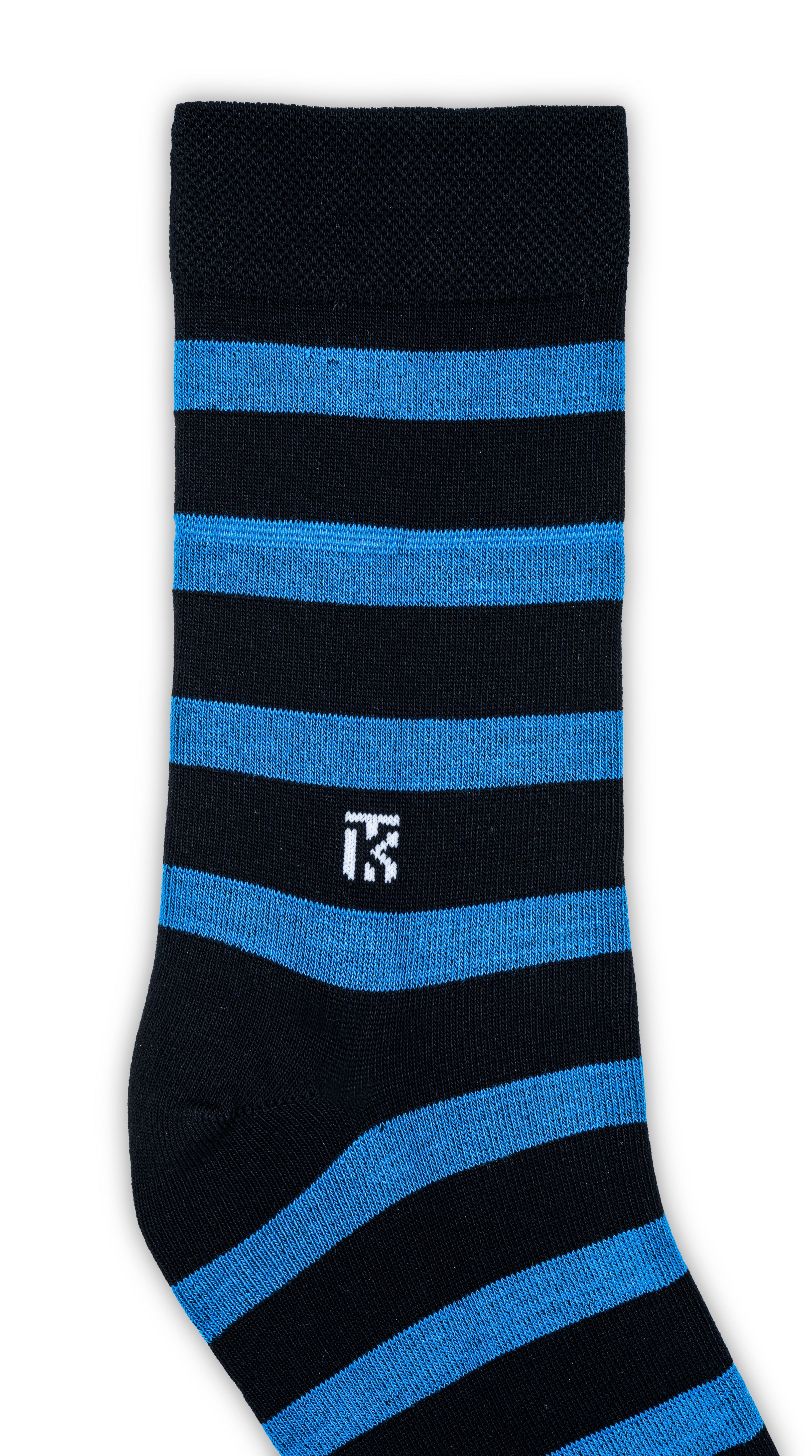 Kikitoes Men's Stripe Bamboo Crew Socks Blue & Black Striped, Ultra-Soft, Breathable, Moisture-Wicking & Odor-Resistant Everyday Comfort (Pack of 1)