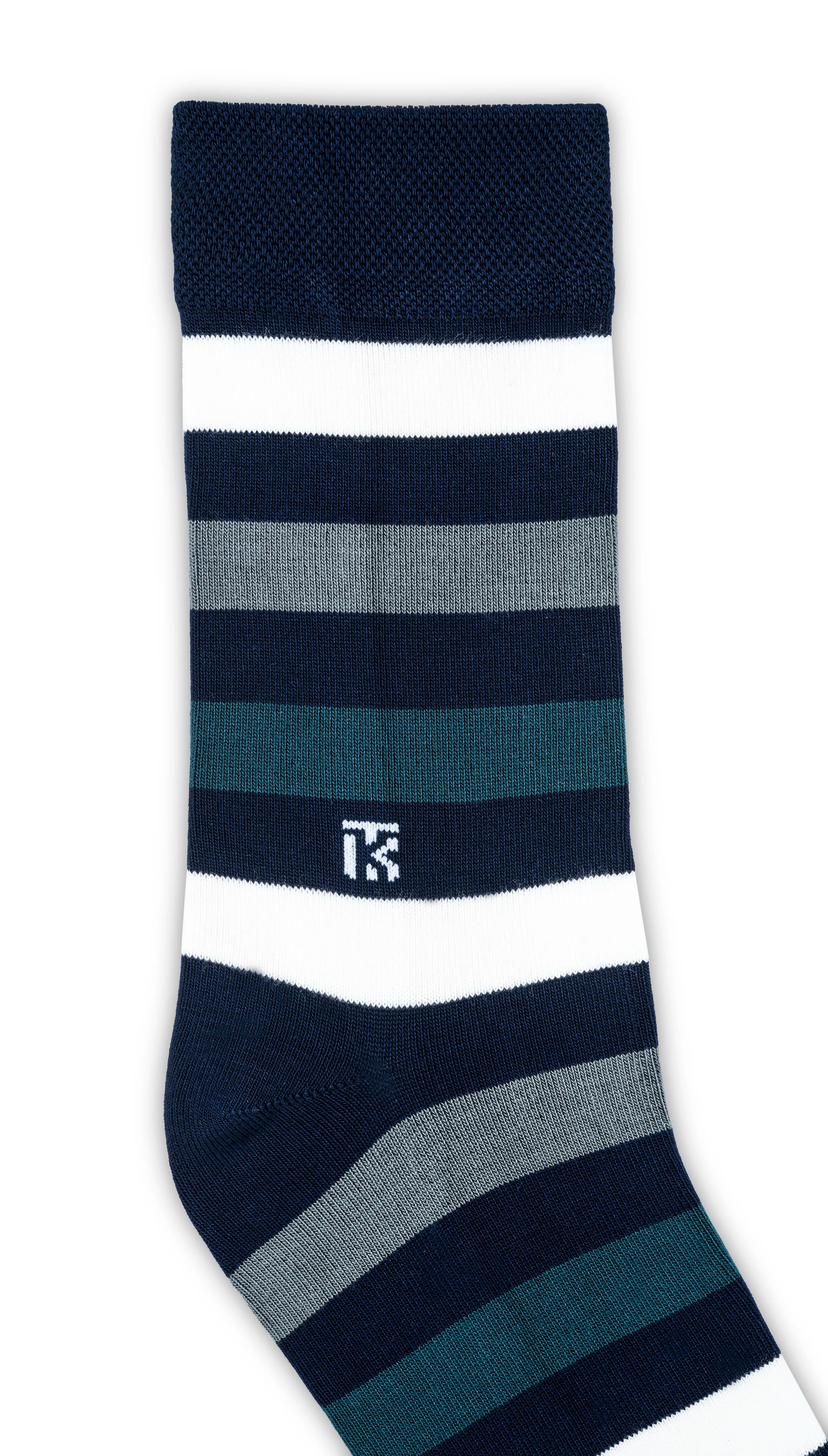 Kikitoes Men's Stripe Bamboo Crew Socks – Three Stripe Pattern, Soft & Airy, Moisture-Wicking and Odor-Resistant Daily Comfort (Pack of 1)