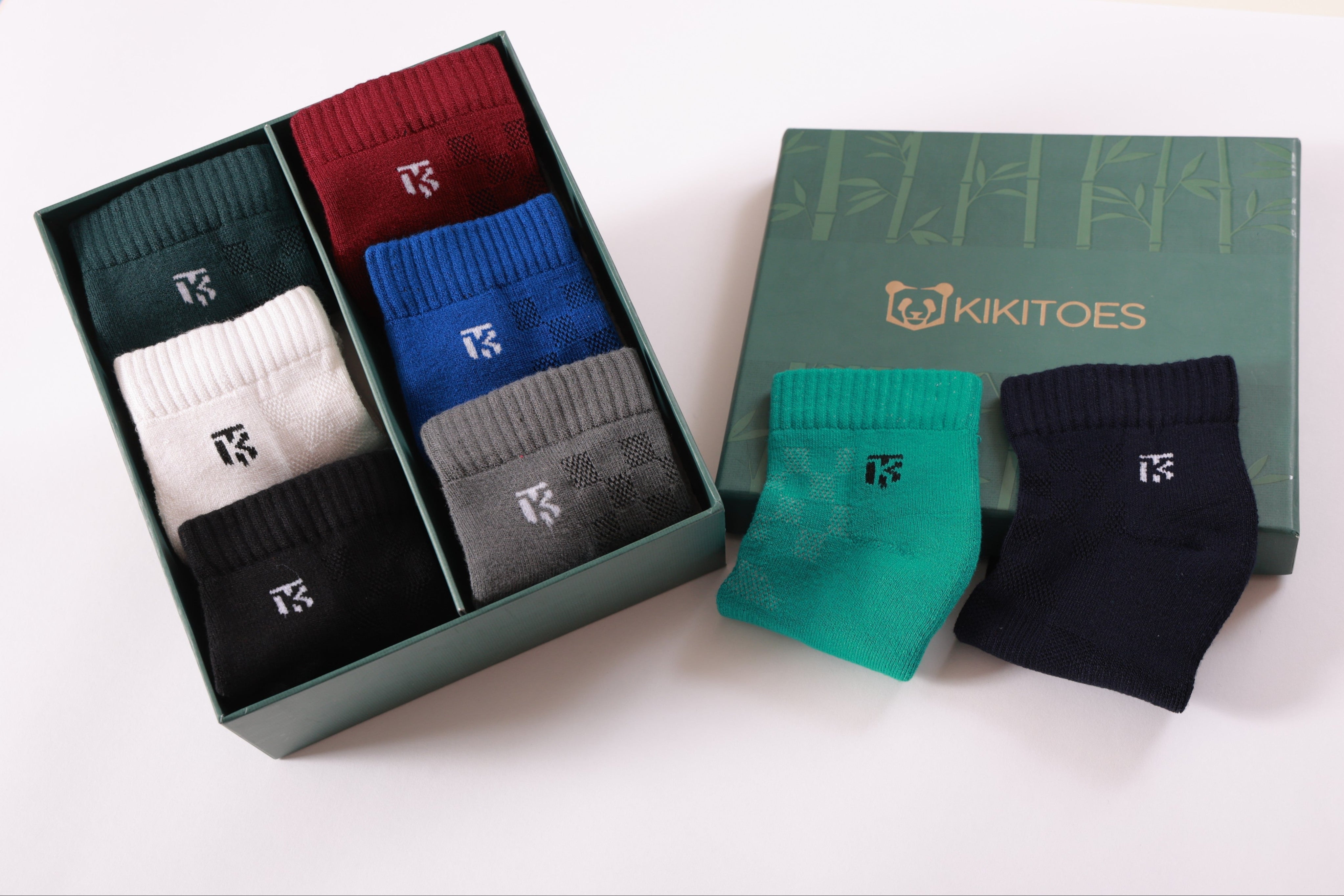 Bamboo Socks Pair | Pack Of 8 | Kikitoes Ankle Length Socks | White/Maroon/Black/Green/Royal Blue/Grey/Navy Blue/ Mint Green Colours | Sports Socks for Men | KIKI004C