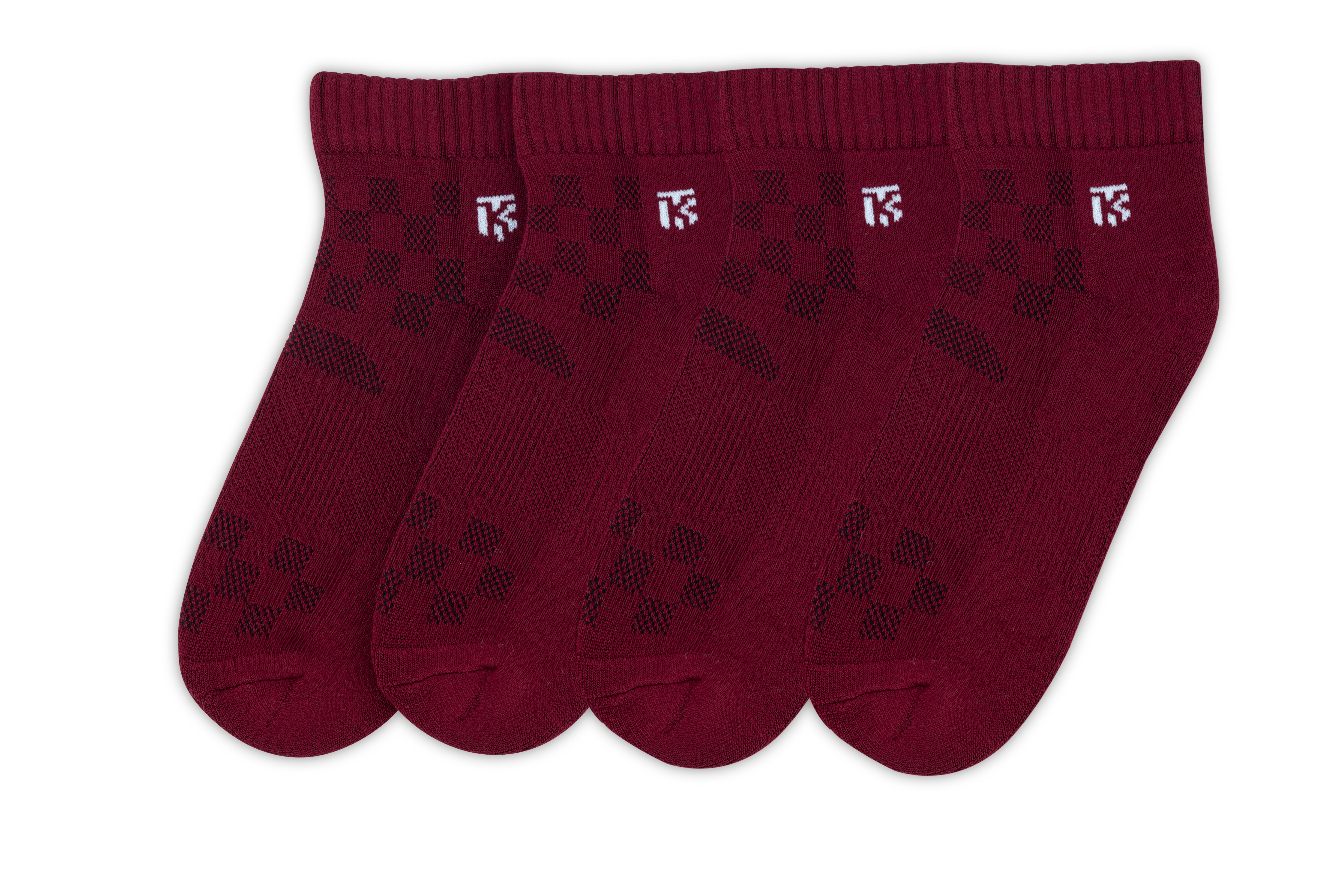 Bamboo Socks Pair | Kikitoes Ankle Length Socks/ Maroon Colour Sports Socks for Men