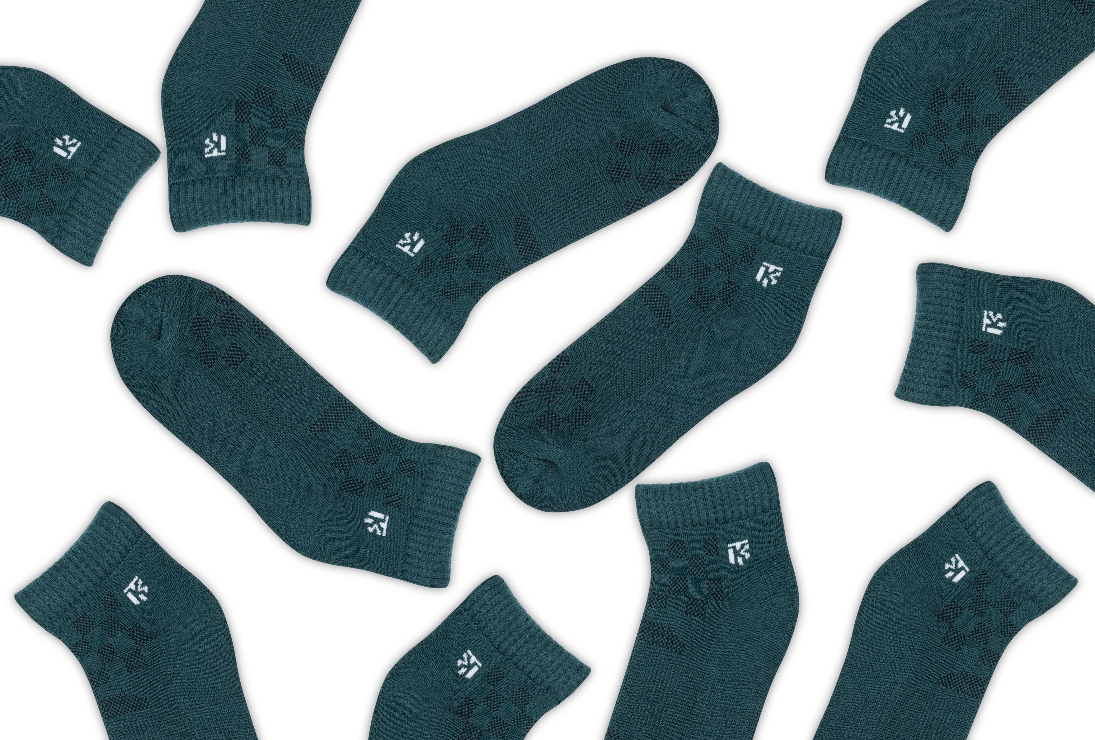 Bamboo Socks Pair | Kikitoes Ankle Length Socks | Dark Green Colour Sports Socks for Men