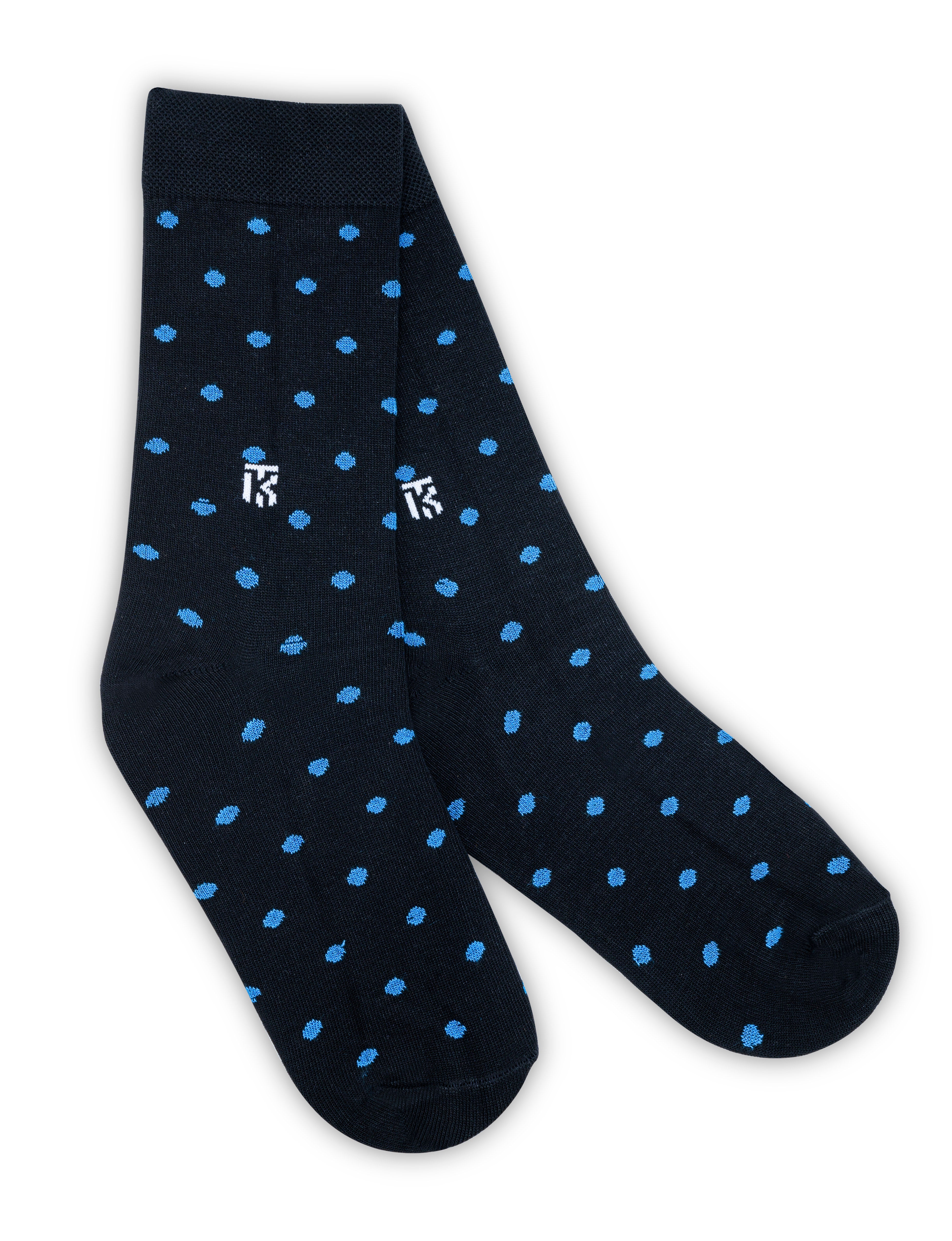 Kikitoes Men's Polka Dot Bamboo Crew Socks Navy Blue, Soft Bamboo Fiber, Warm Winter Socks with Breathable Comfort (Pack of 1)