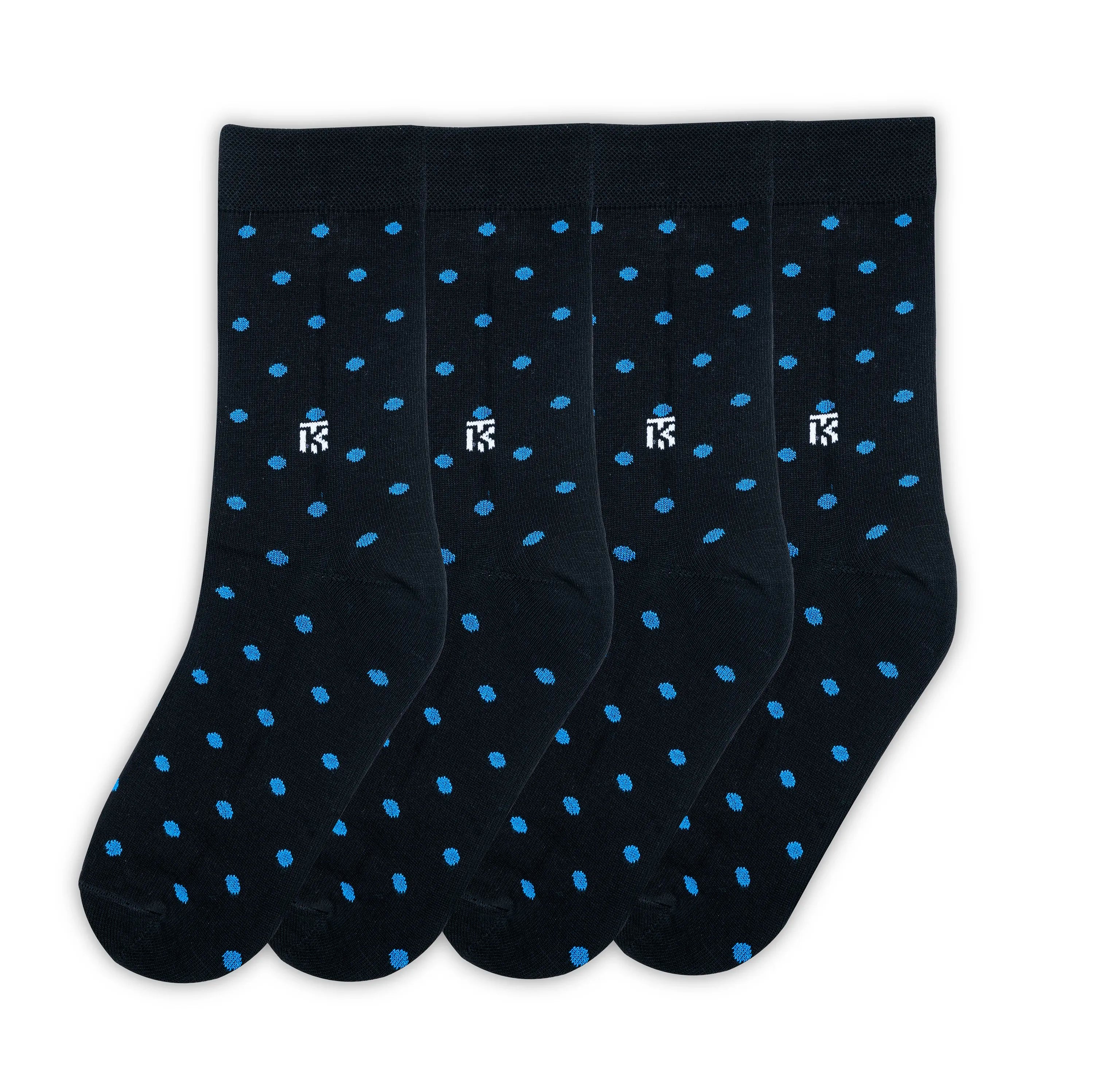 Kikitoes Men's Polka Dot Bamboo Crew Socks Navy Blue, Soft Bamboo Fiber, Warm Winter Socks with Breathable Comfort (Pack of 1)