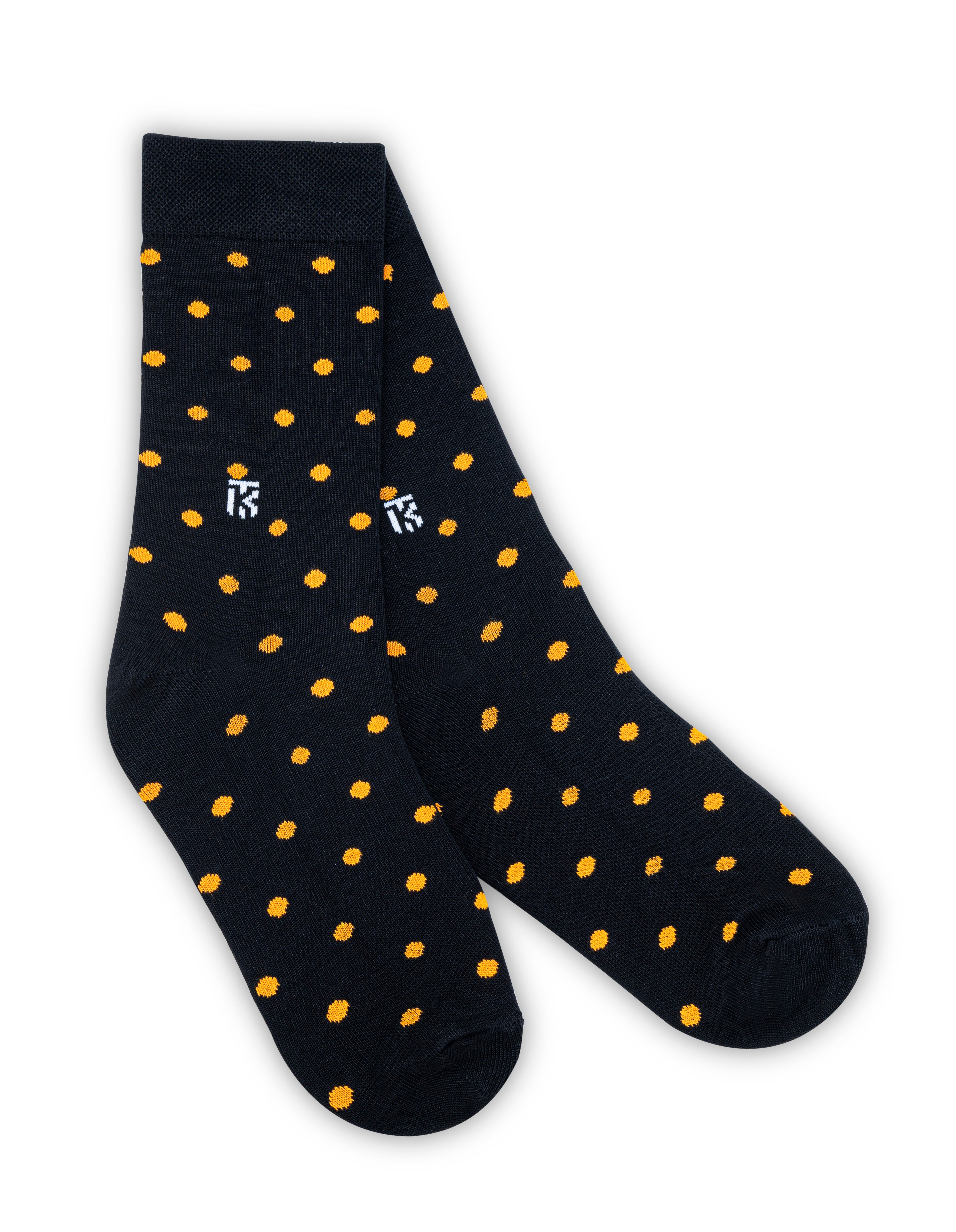 Kikitoes Men's Black Polka Dot Bamboo Crew Socks Soft Bamboo Fiber, Premium Branded Socks for Daily Wear & Sports (Pack of 1)