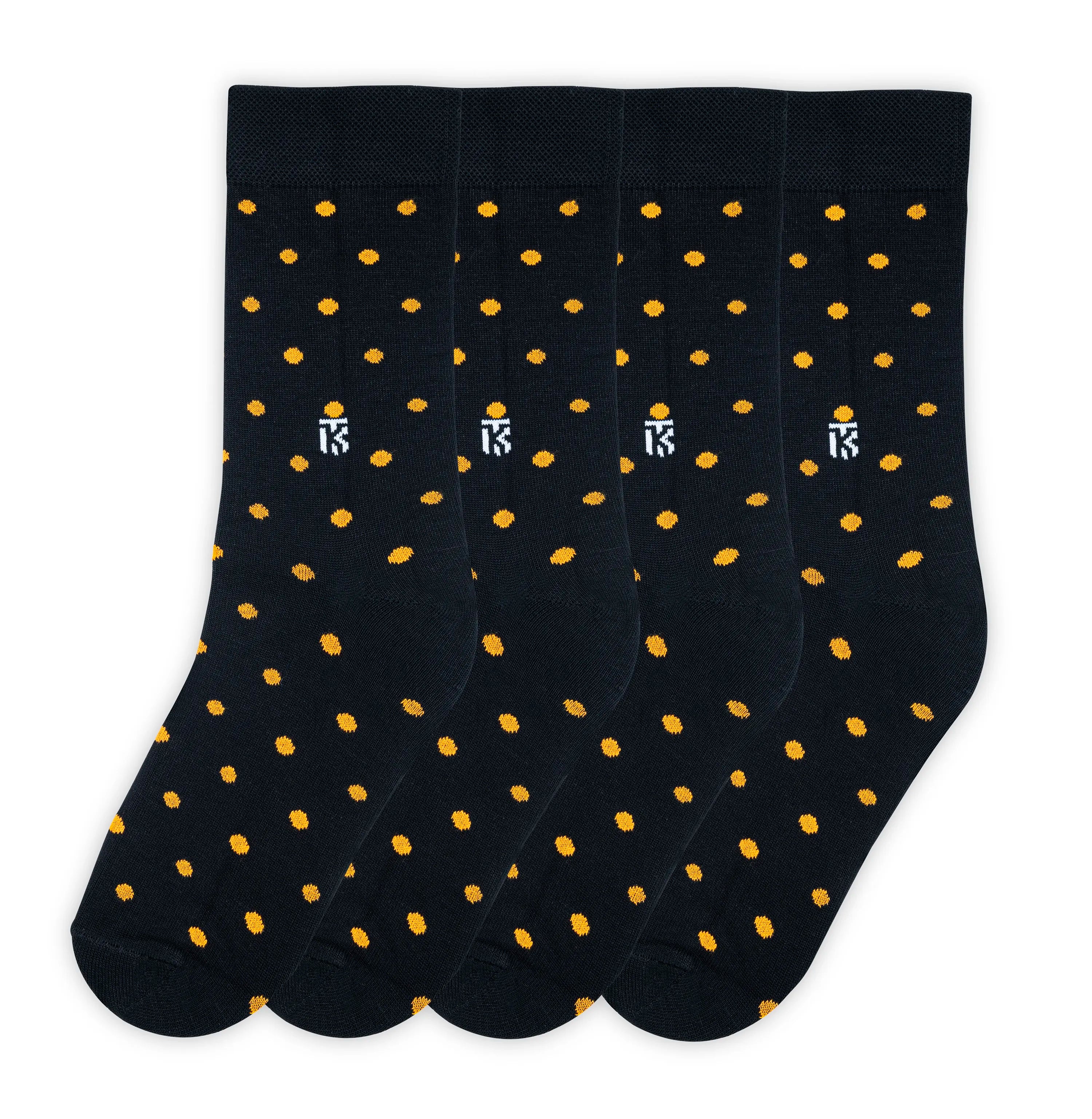 Kikitoes Men's Black Polka Dot Bamboo Crew Socks Soft Bamboo Fiber, Premium Branded Socks for Daily Wear & Sports (Pack of 1)