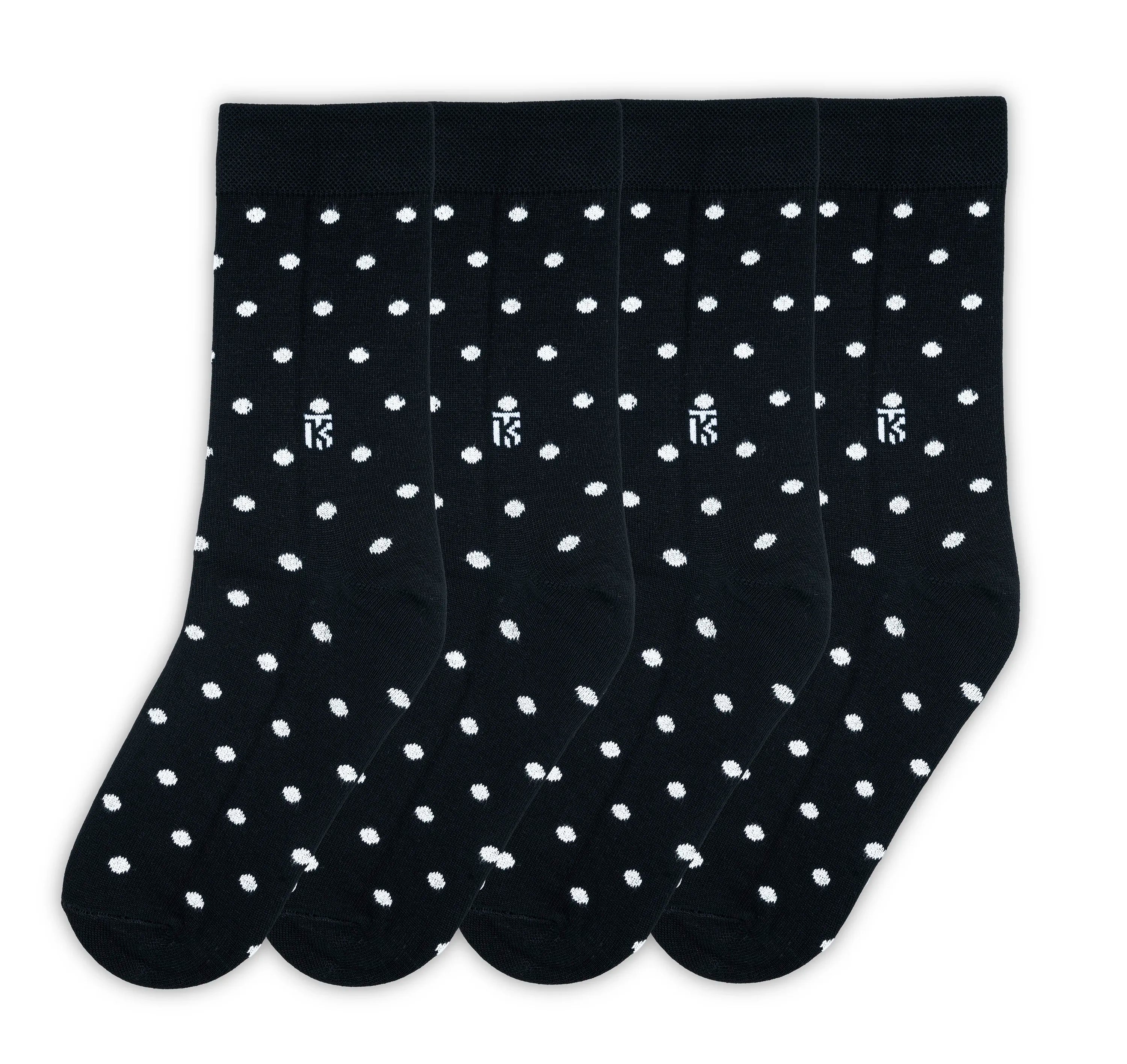 Kikitoes Men's Polka Dot Bamboo Socks Stylish & Fashionable Dot Design, Soft Breathable Crew Socks for Office & Casual Dress (Pack of 1)