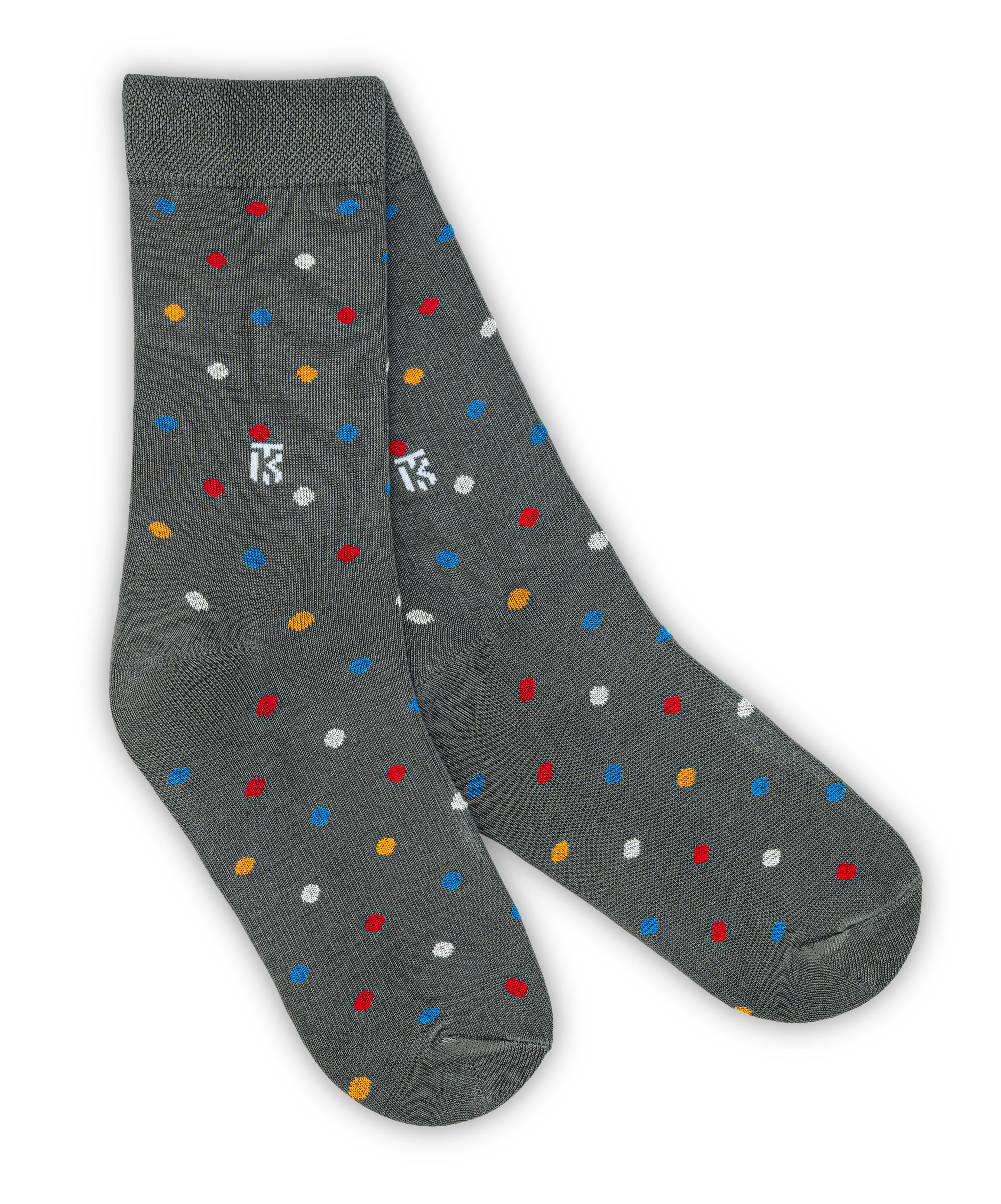 Kikitoes Men's Grey Polka Dot Bamboo Socks Soft Breathable Crew Socks for Office, Sports & Casual Wear (Pack of 1)