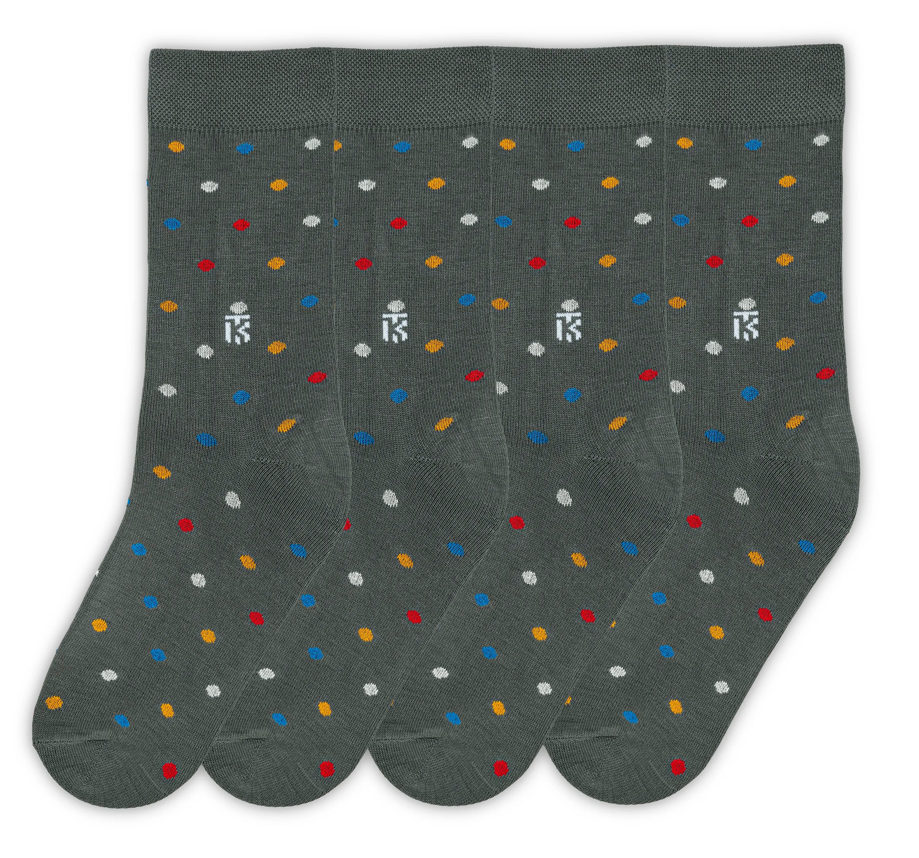 Kikitoes Men's Grey Polka Dot Bamboo Socks Soft Breathable Crew Socks for Office, Sports & Casual Wear (Pack of 1)