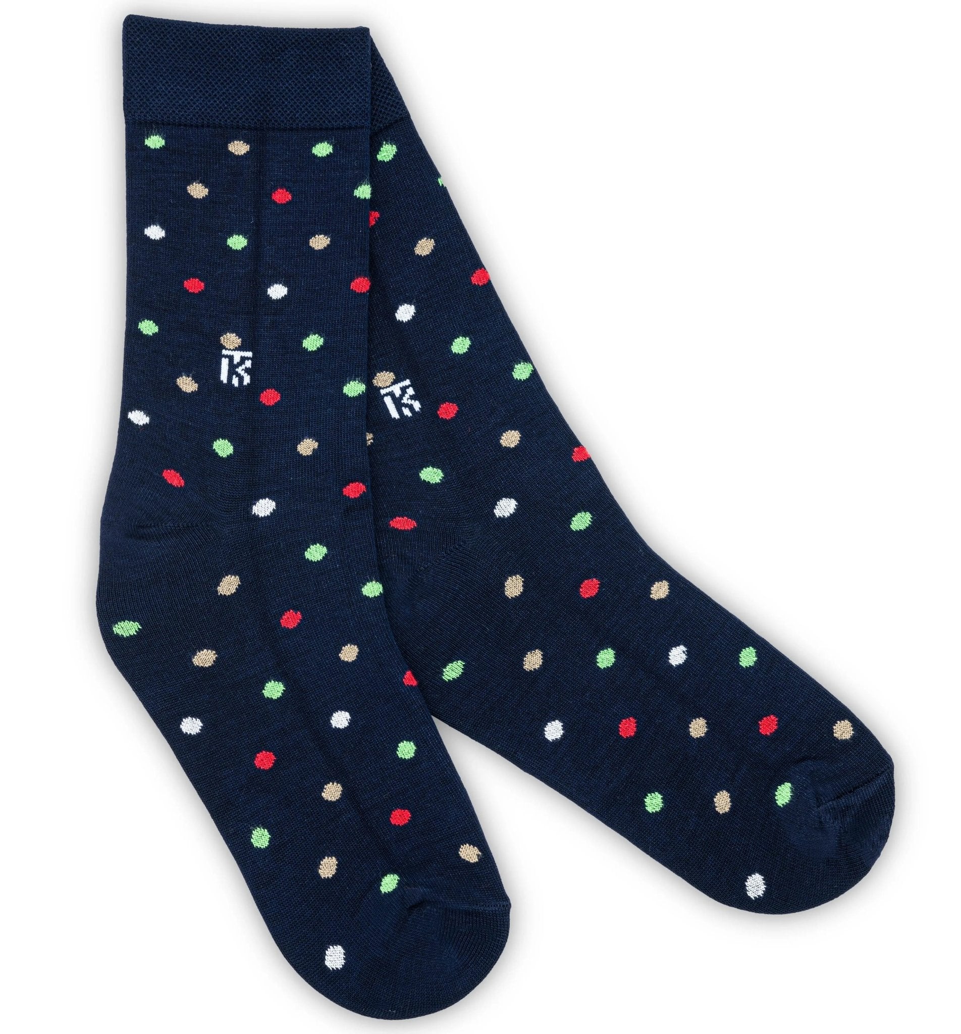 KIKITOES BAMBOO MEN CREW SOCKS | Pop Polka | Navy BluePOLKA DOT BAMBOO SOCKSKikitoes