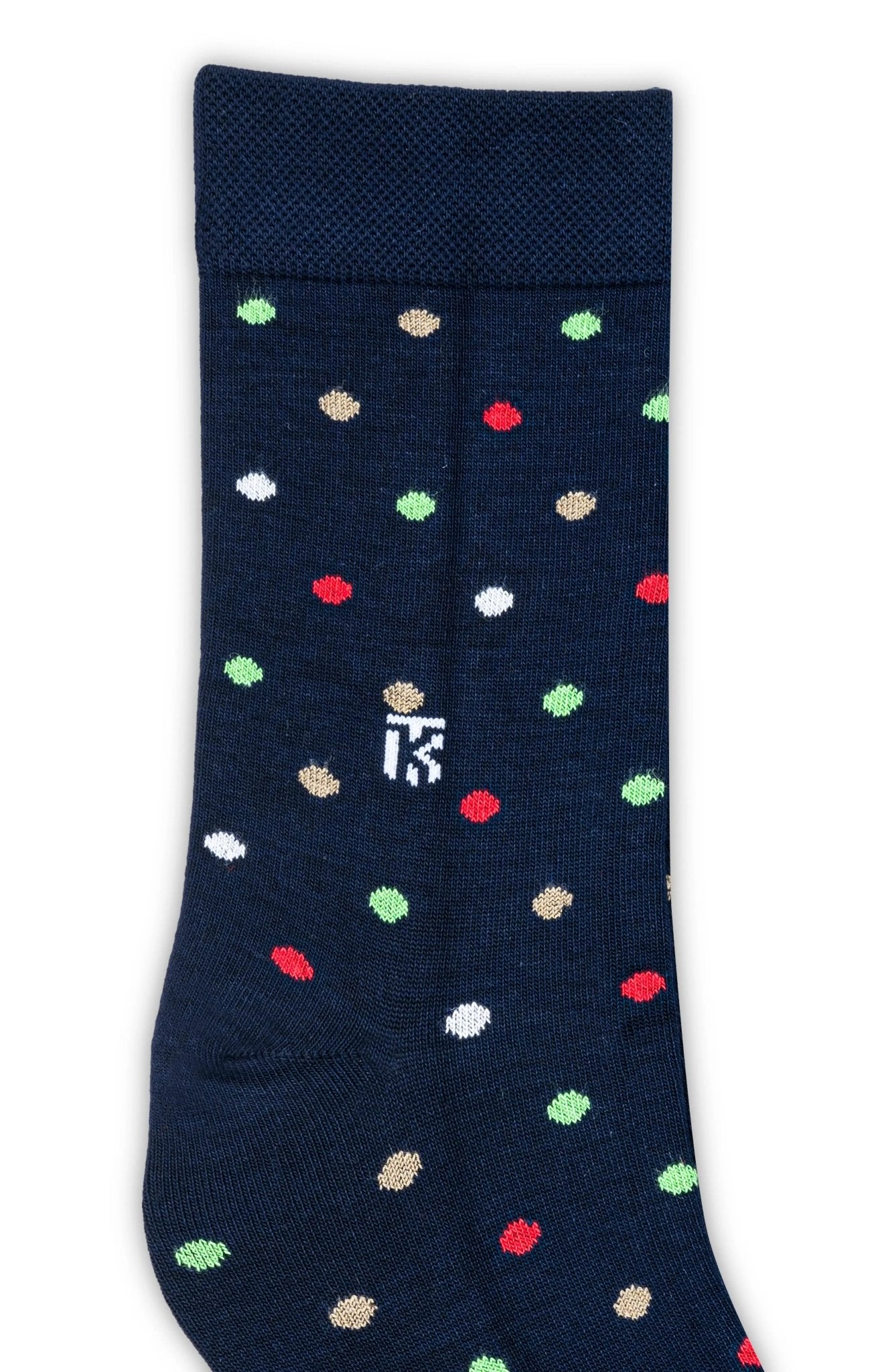 KIKITOES BAMBOO MEN CREW SOCKS | Pop Polka | Navy BluePOLKA DOT BAMBOO SOCKSKikitoes