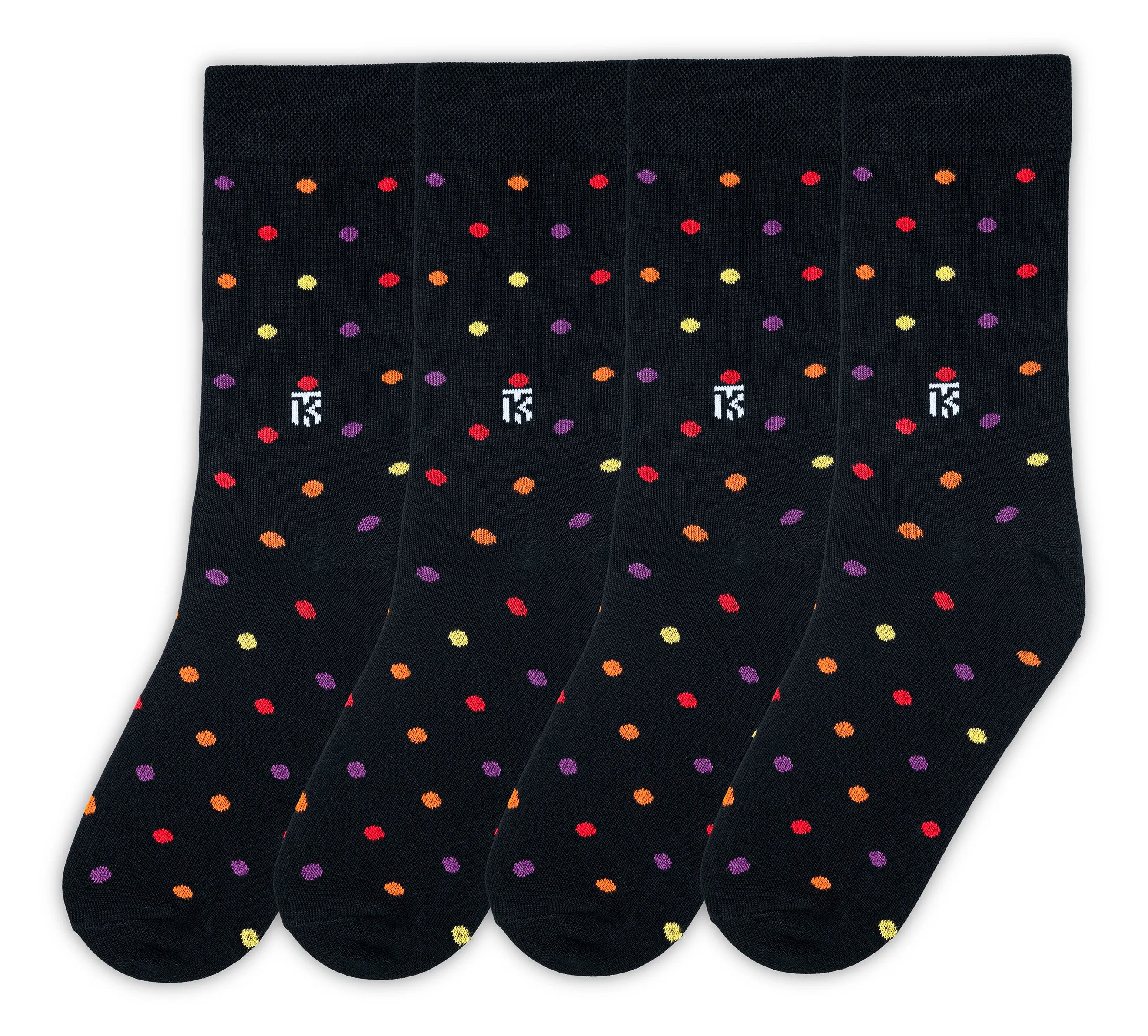 Kikitoes Men's Black Polka Dot Bamboo Crew Socks – Soft Breathable Eco-Friendly Socks for Office & Casual Wear (Pack of 1)