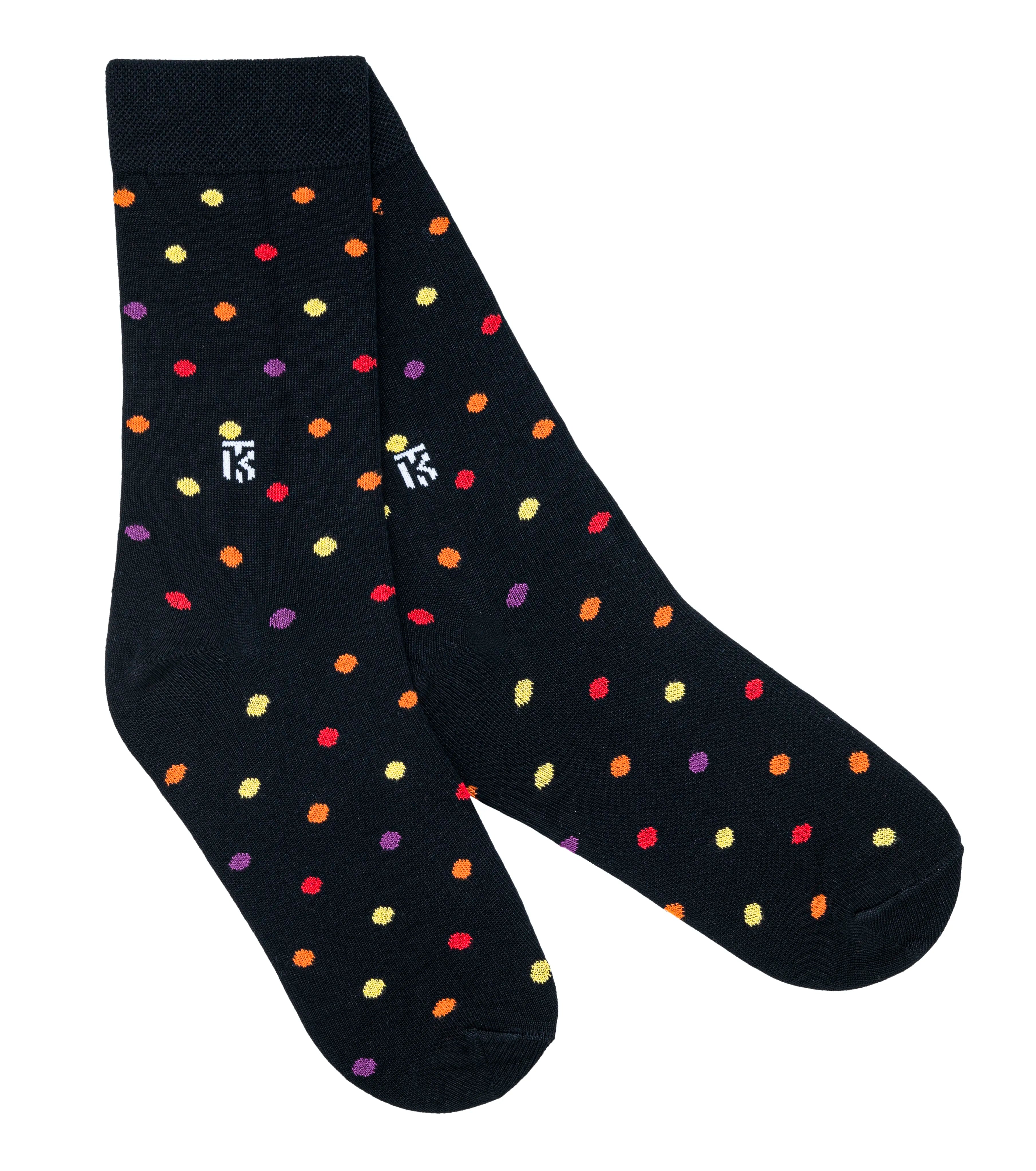 Kikitoes Men's Black Polka Dot Bamboo Crew Socks – Soft Breathable Eco-Friendly Socks for Office & Casual Wear (Pack of 1)