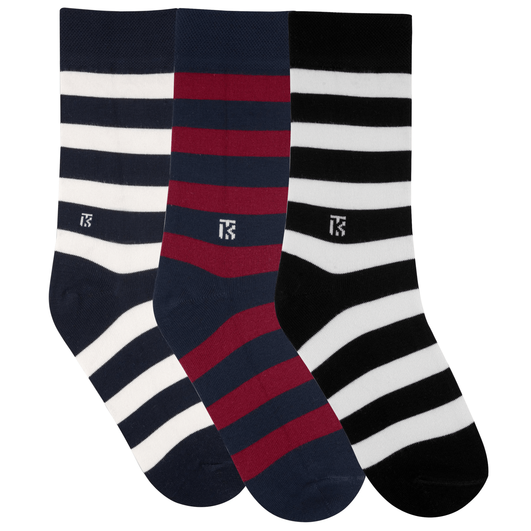 Trio Luxe Pack Stripes | Navy Blue + Red - Navy Blue + White - Black + WhiteKikitoes