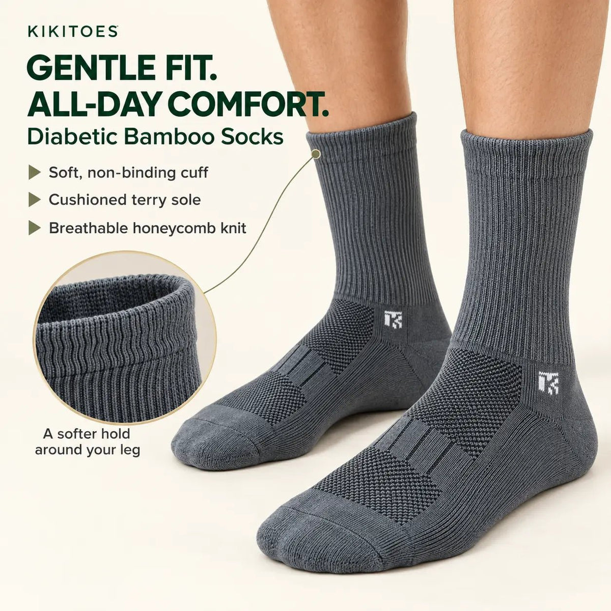 Diabetic bamboo socks Combo | Pack Of 4 | Beidge & GreyKikitoes