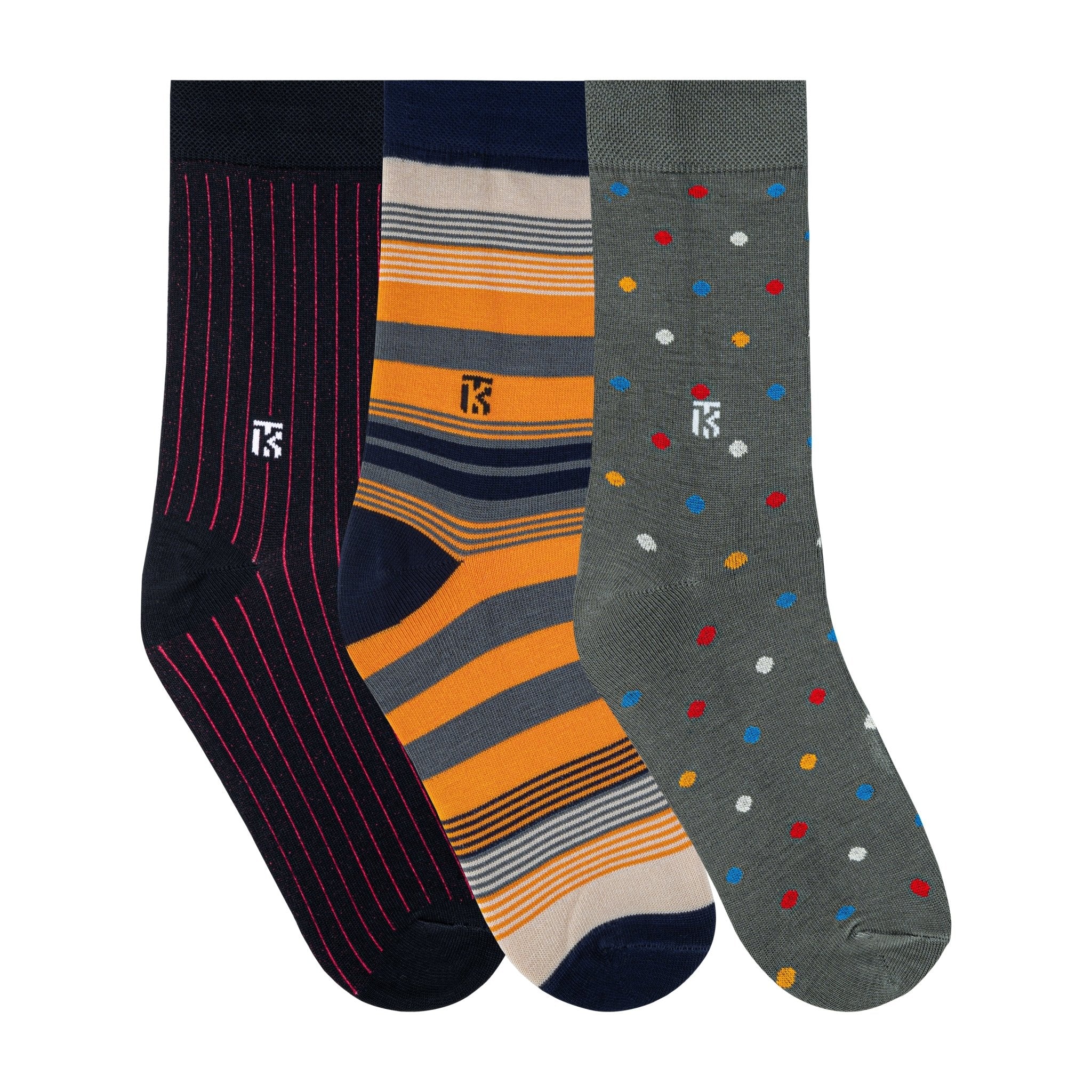 Trio Luxe Pack | Red Ribbed / Fusion Stripe - Navy Blue / Polka dot GreyKikitoes