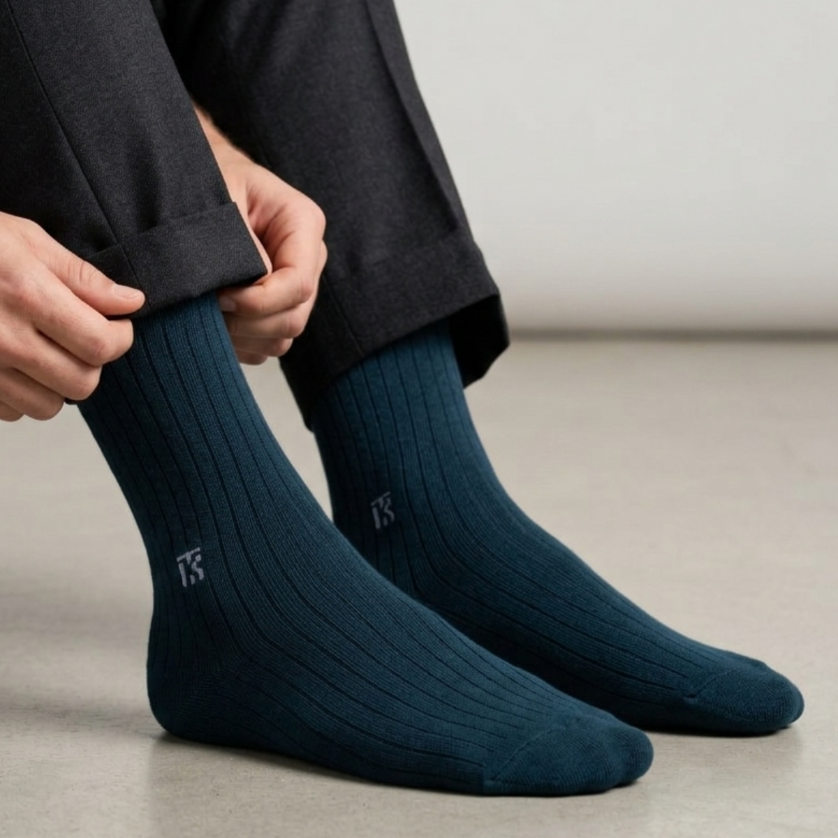 Forest green ribbed bamboo crew socks for men with soft breathable fabric, stretch fit, and moisture-wicking comfort for daily wear and all-day freshness.