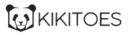 Kikitoes brand logo featuring a stylized panda face next to text, representing luxury bamboo socks.
