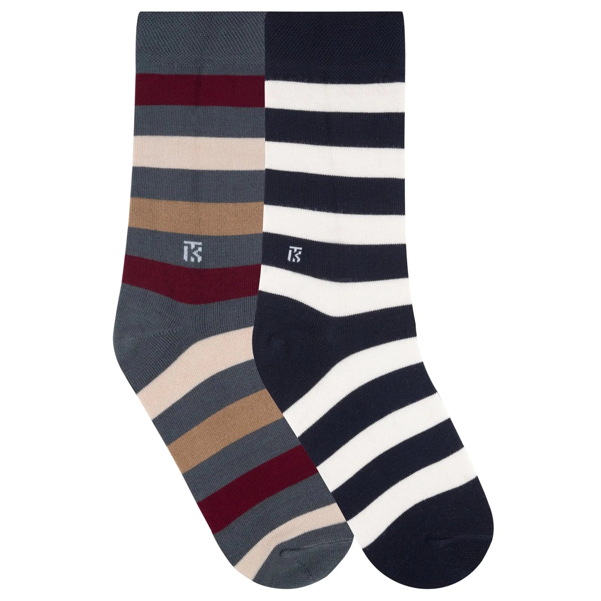 Fun Fusion Duo – Grey Urban Stripe & Navy Classic StripeKikitoes