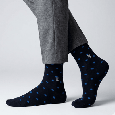 Kikitoes navy blue polka dot bamboo crew socks