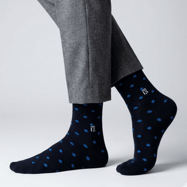 KIKITOES BAMBOO MEN CREW SOCKS | Contrast Polka